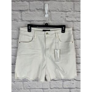 Sanctuary NWT Beachy Retro Rodeo Raw Hem High Rise White  Denim Jean Shorts 32